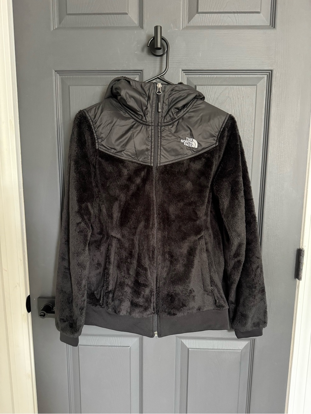 The North Face Black Fuzzy Fleece Hooded Jacket Full Zip Women’s Size M - Picture 2 of 6